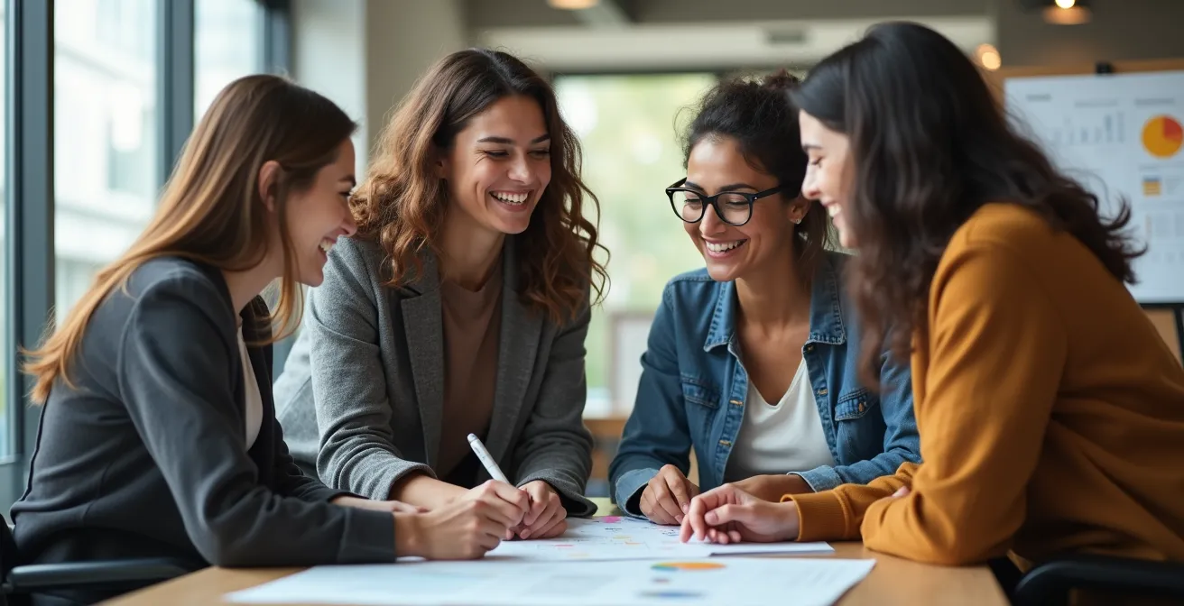 Groupe diversifié en réunion de préparation sportive